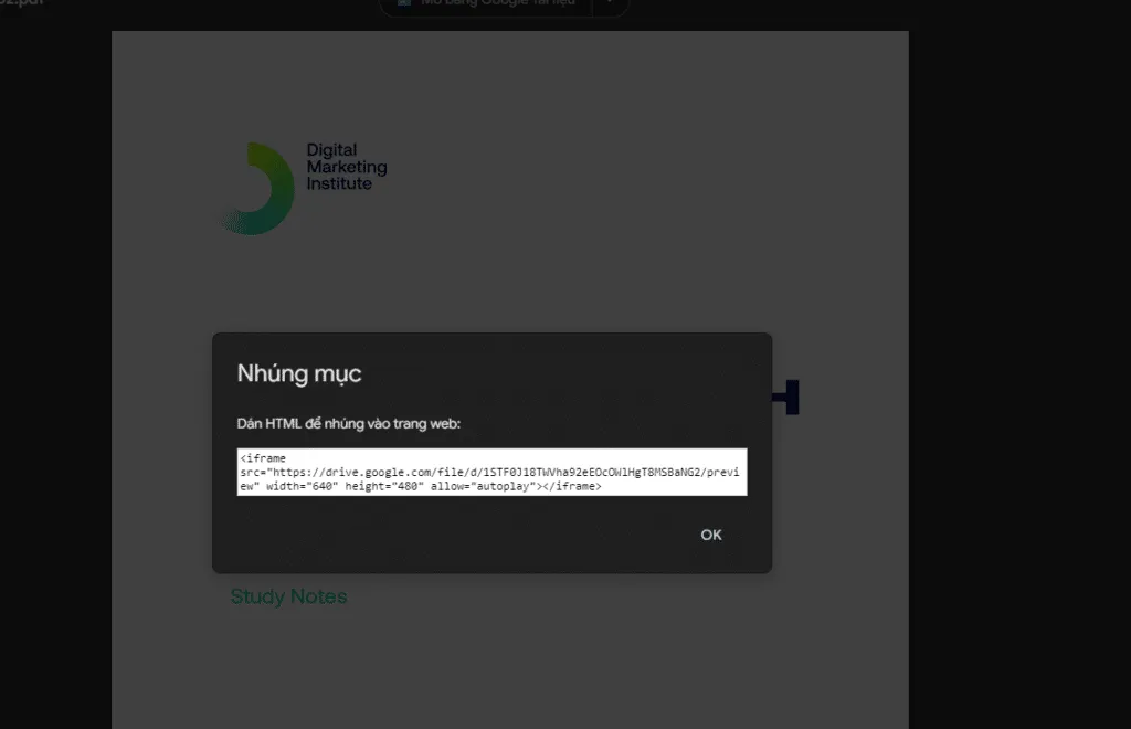 Hướng dẫn cách nhúng file PDF vào WordPress nhanh chóng nhất 34 Lấy và sao chép mã iframe